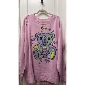 Trickz N Treatz Oversized Sweater Dress Goth 90s Grunge EMO Punk Distressed 3X